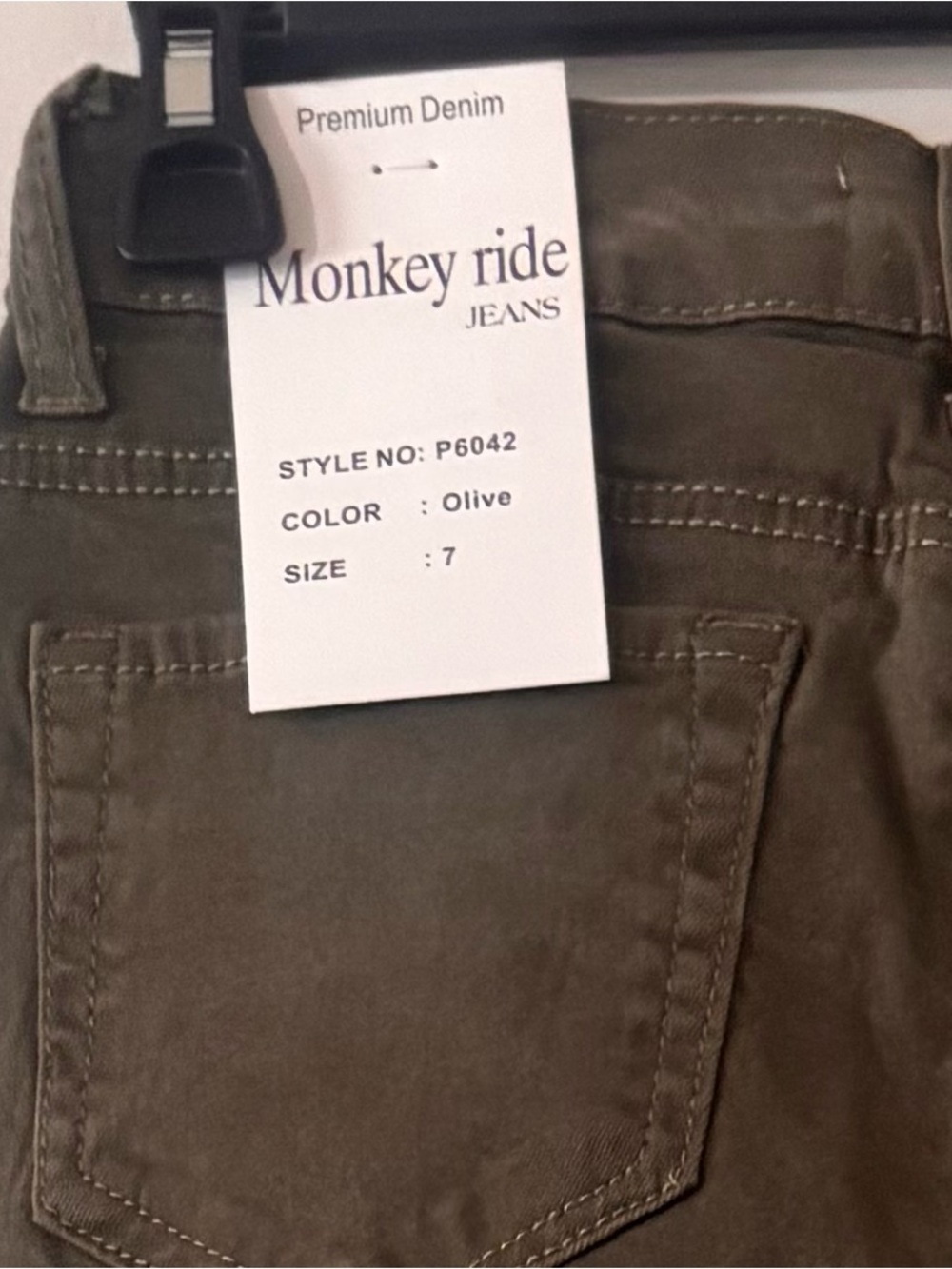 Monkey Ride Jeans Olive Skinny Jeans NWT - Picture 4 of 6